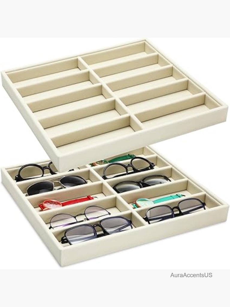 10 Grid Stackable Sunglasses Organizer Tray Eyewear Watch Jewelry Display